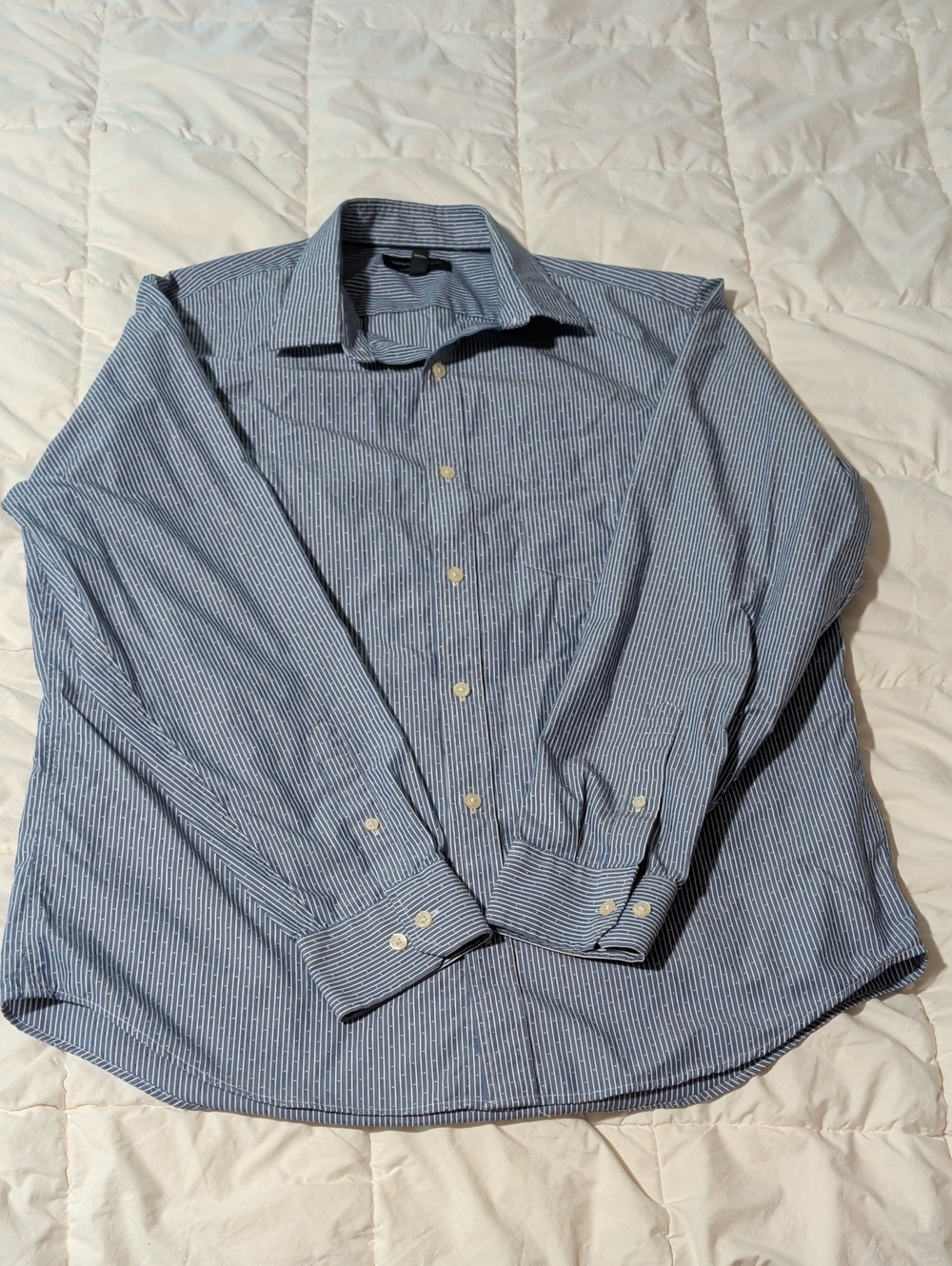 Banana Republic Blue and White Micro-Striped Dress Shirt